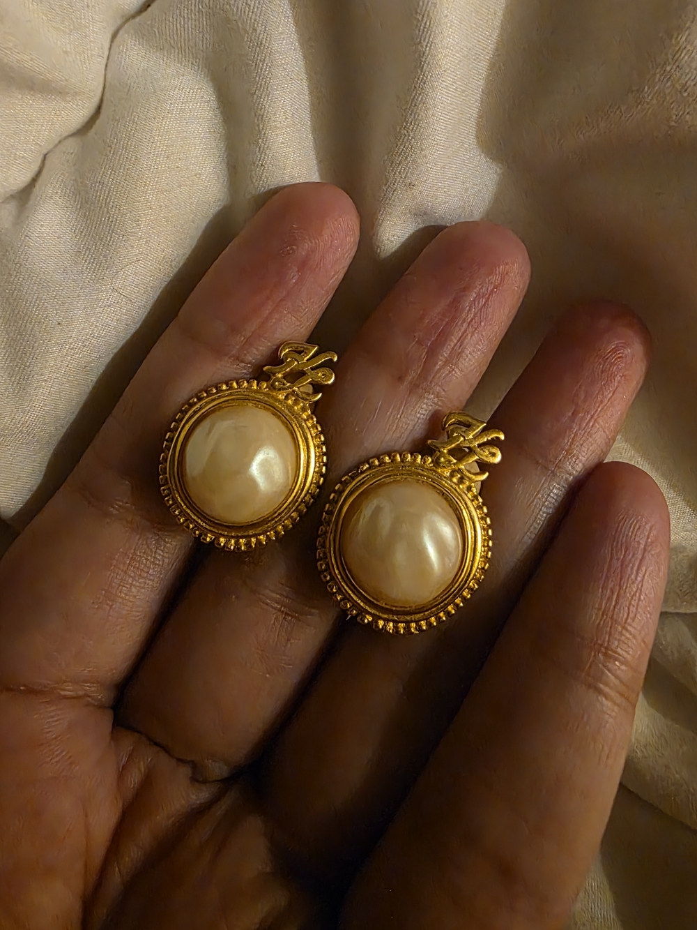 Gold-Tone Pearl Drop Earrings - Elegant Women's Jewelry